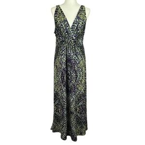 JohnPaulRichard Boho Chic Colourful Sleeveless V Neck Maxi Dress Large Purple